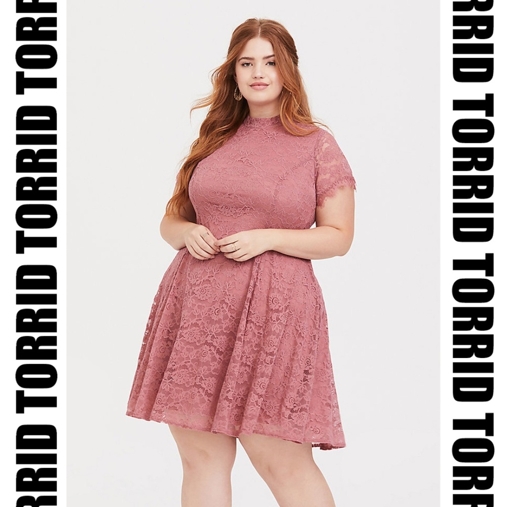 Torrid - Mini Lace High Neck Skater Dress NWT